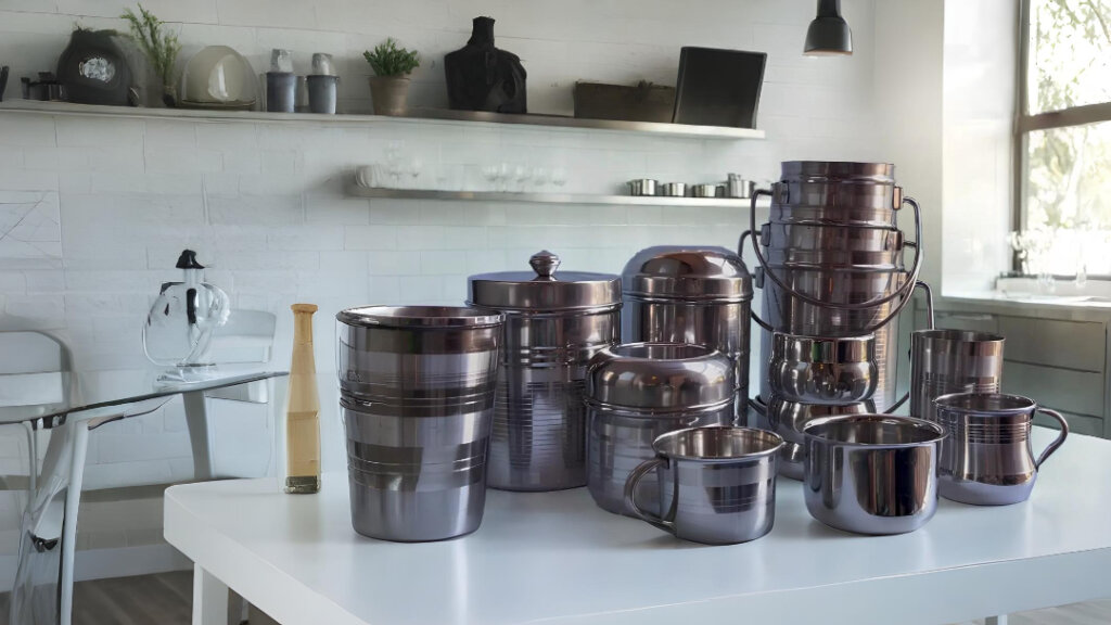stainless steel utensils in kitchen