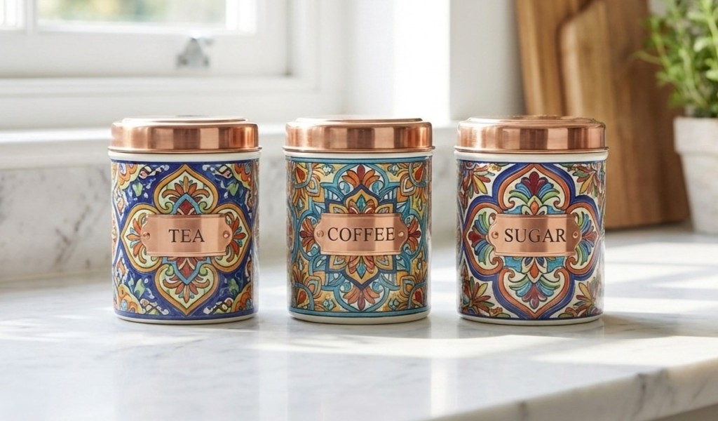 tea coffee sugar ceramic canisters