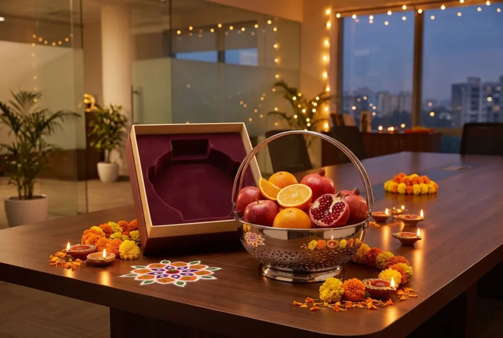 stainless steel fruit basket for diwali corporate gifting in India