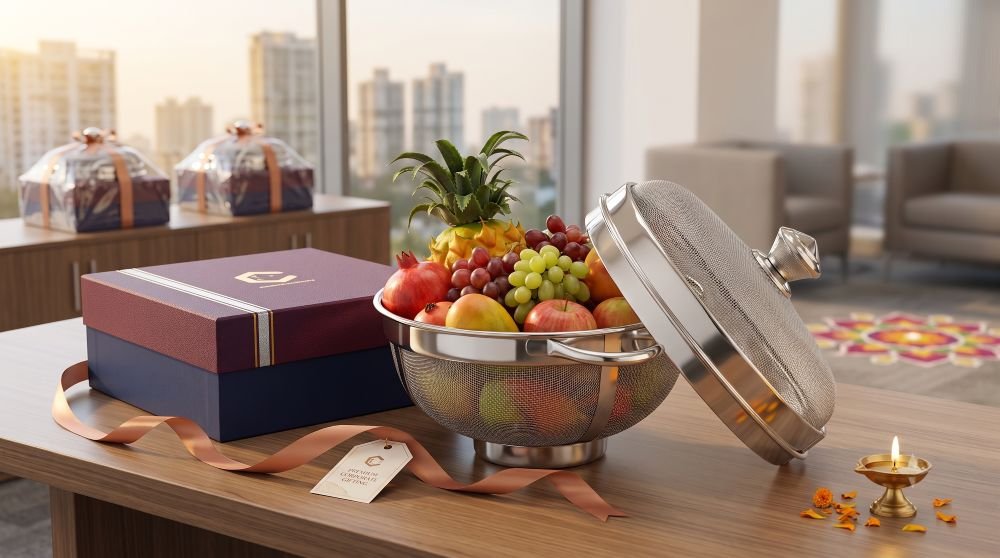 stainless steel fruit basket for corporate gifting