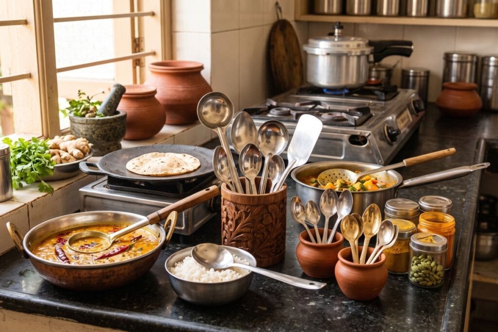 types of stainless steel spoon in indian kitchen