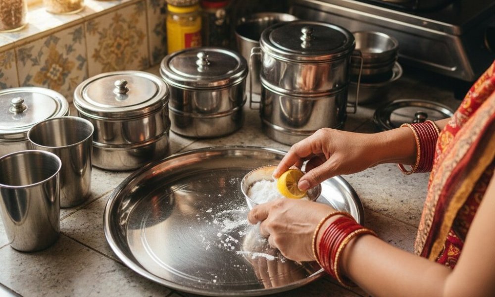 cleaning stainless steel kitchen utensils