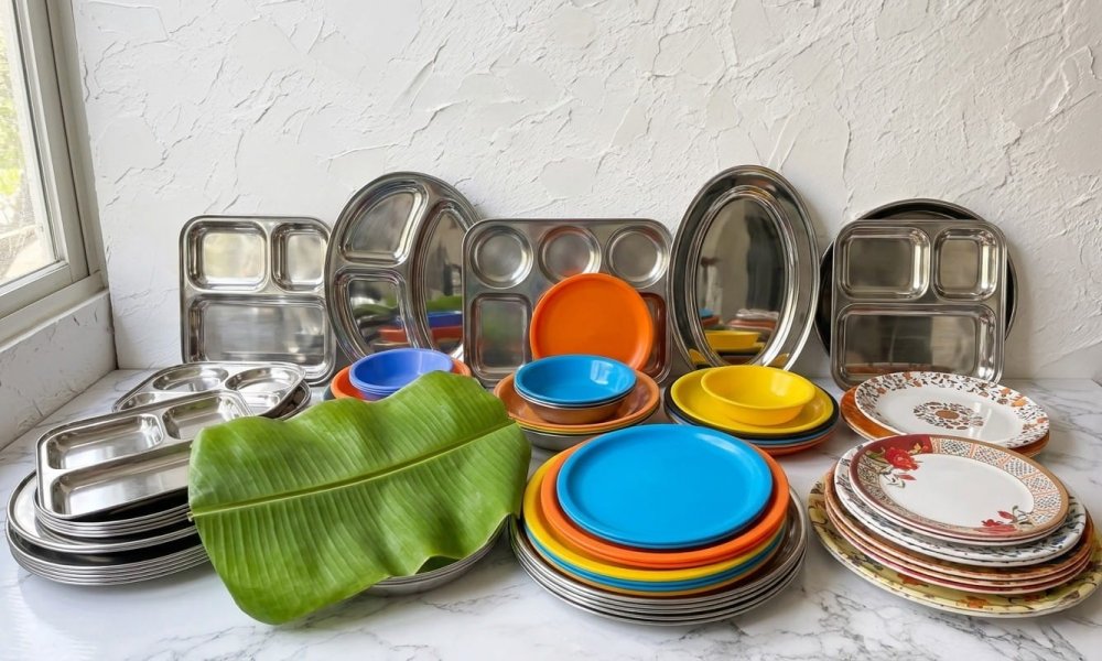 stainless steel thali better than plastic melamine banana leaf