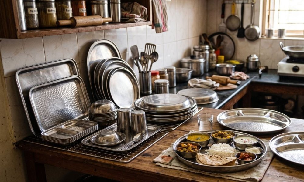 stainless steel thali sizes in India
