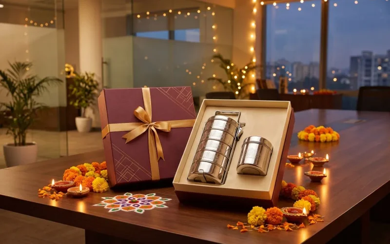 stainless steel tiffin corporate diwali gifting