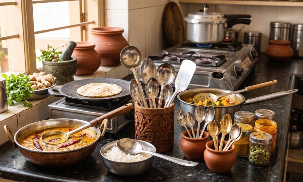 types of stainless steel spoon in indian kitchen